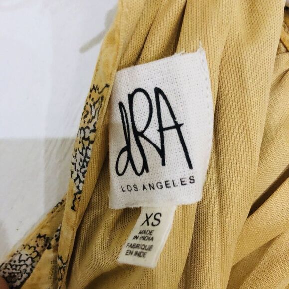 DRA Los Angeles Women's Dress‎ Sleeveless Stretch Waist Floral Yellow Size XS - Picture 7 of 11